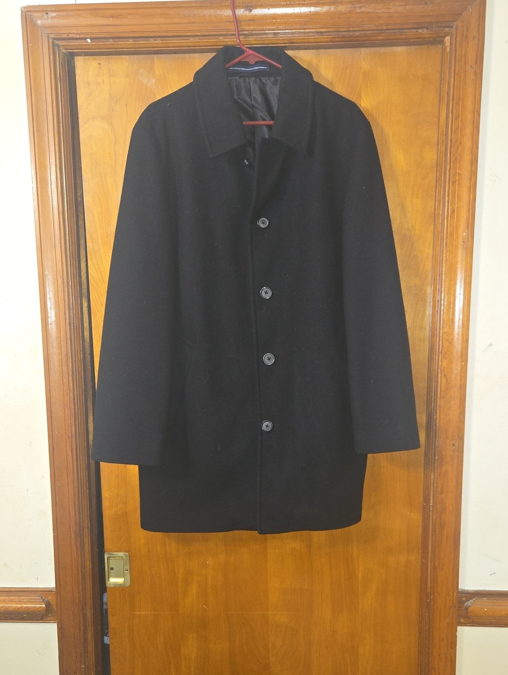Stafford Black Single-Breasted Wool Pea Coat